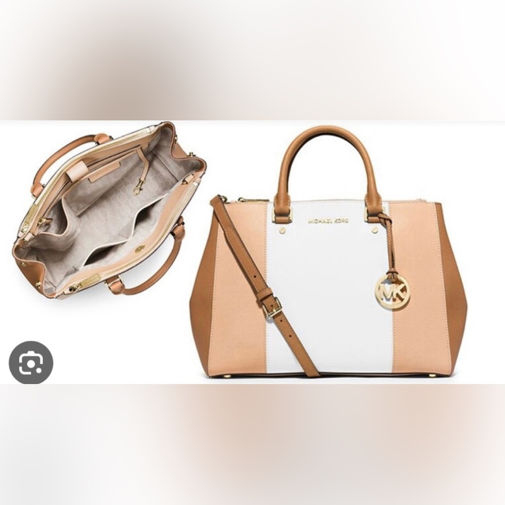 NWT Michael Kors Sutton Striped Large Satchel